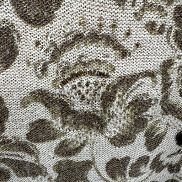 ALFRED DUNNER beaded womans floral boho chic cardigan coastal grandma artsy M - Picture 5 of 10